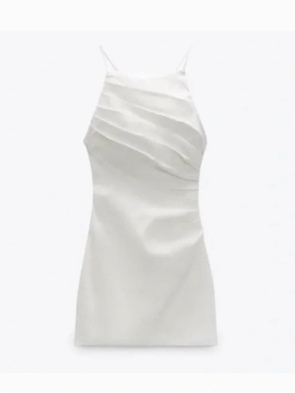 Zara Ivory Draped Linen Blend Mini Dress - Picture 4 of 8